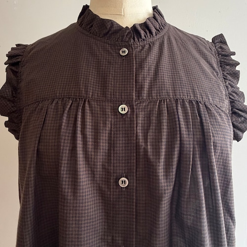 Mariko Cotton Silk Lawn Gingham Check CO/SE Top