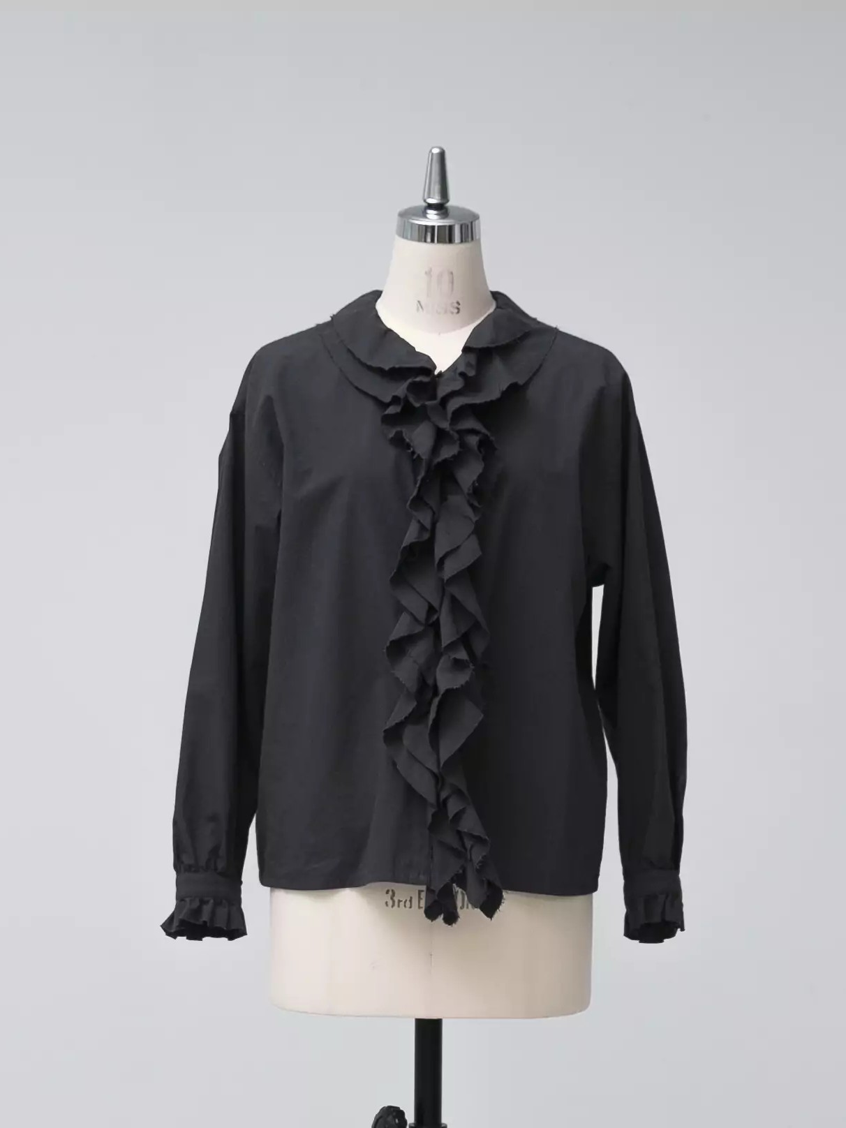 KAGURE Ruffle Collar Cotton Shirt