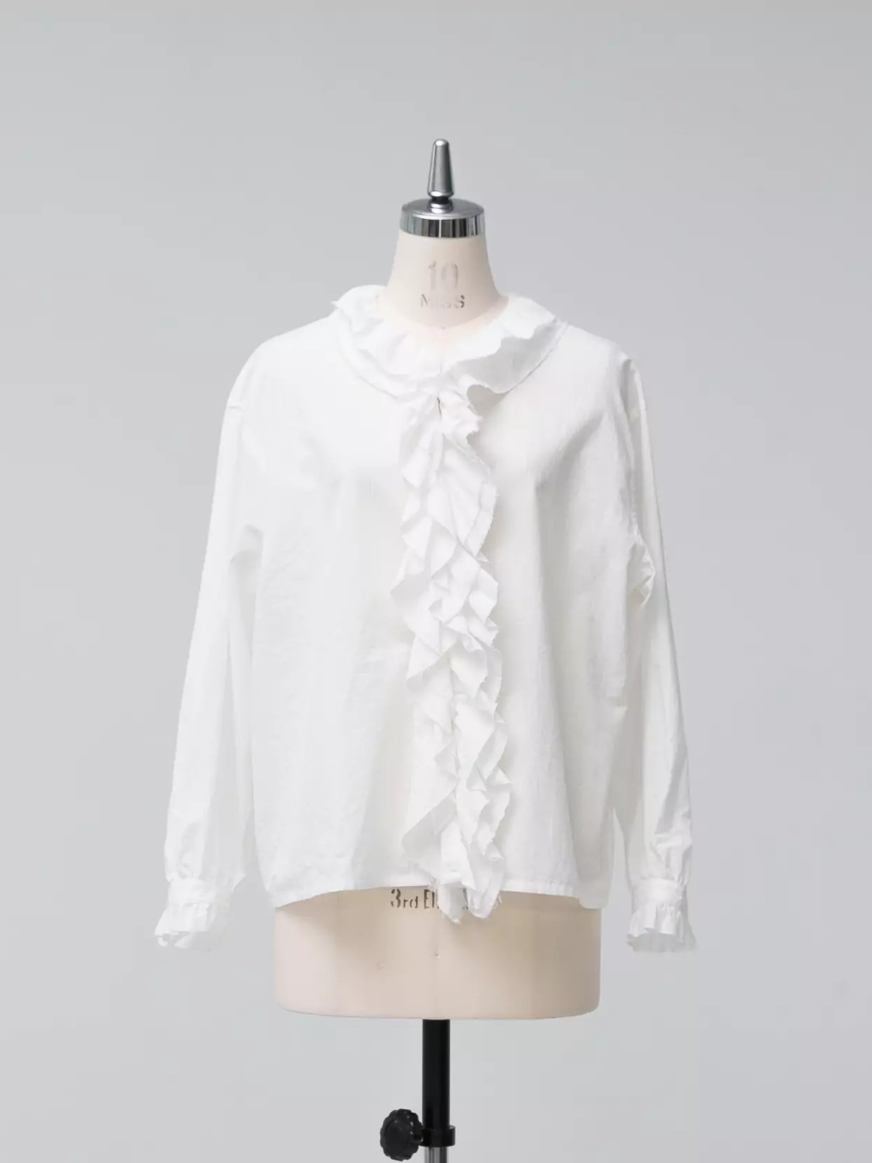 KAGURE Ruffle Collar Cotton Shirt